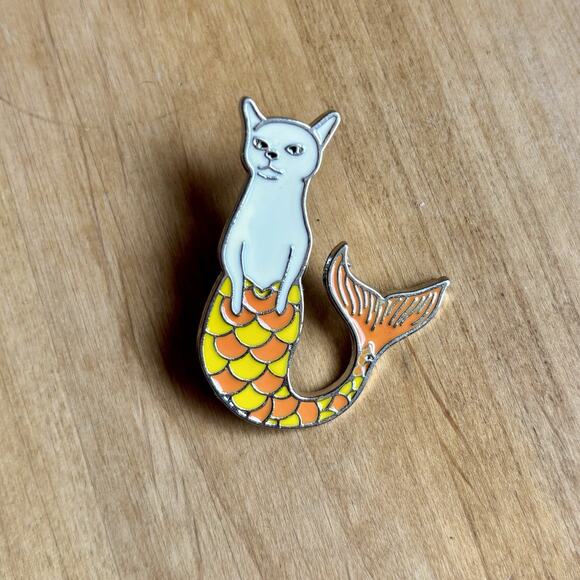 Unbranded Jewelry - Cat Enamel Pin White Cat Mermaid Tail Brooch Lapel Fairycore Cute Kitten New
